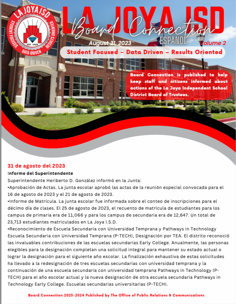Board Connection Newsletter  (Spanish) 08 31 23