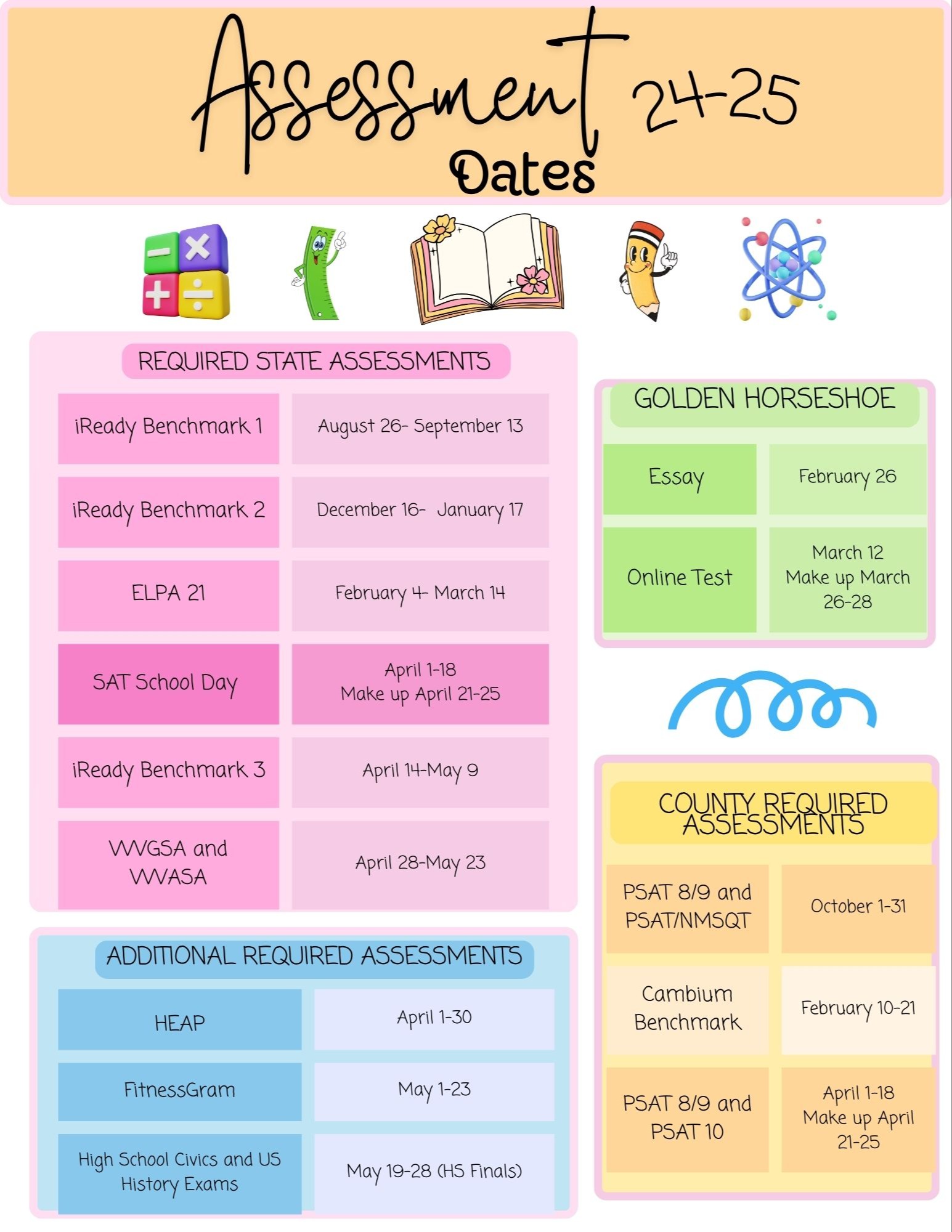 Calendar for assessment