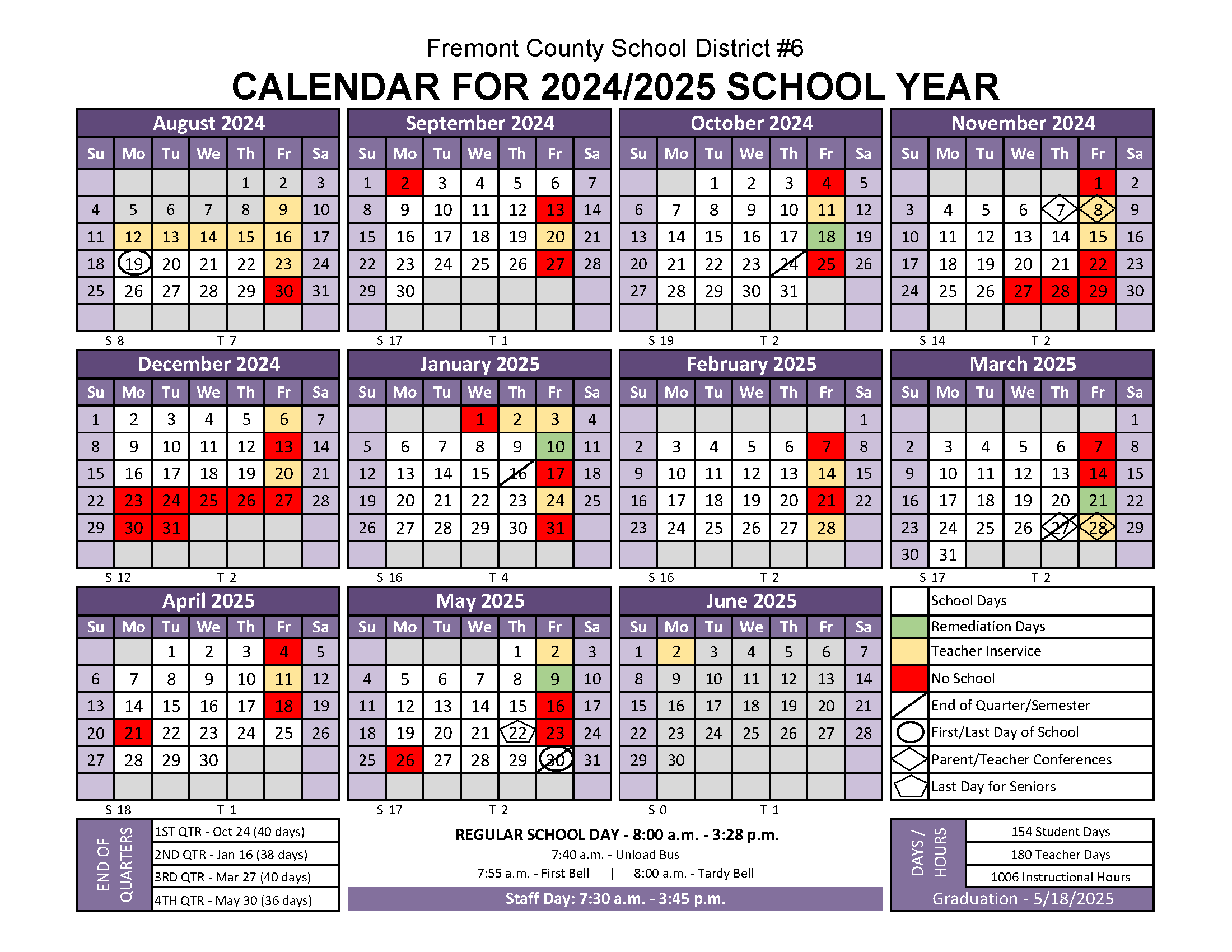 2024-2025 SCHOOL CALENDAR