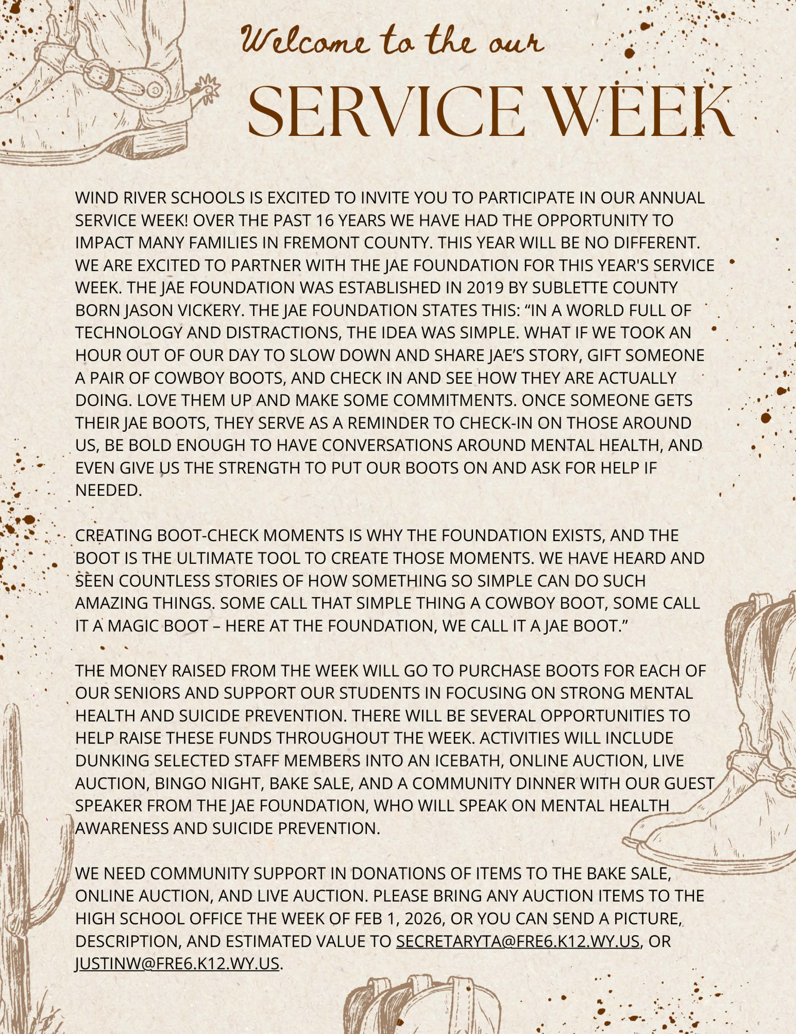 2026 Service Week Information