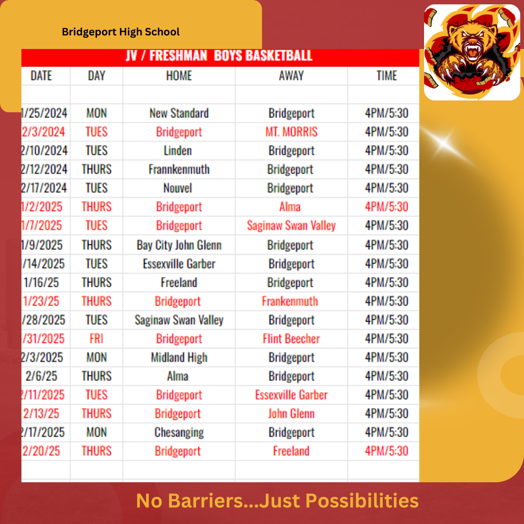 Boys JV/Freshmen Basketball Schedule