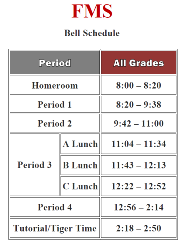 FMS Regular Bell Schedule