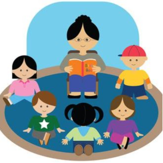 Drawn Teacher Sitting & Reading Books to students