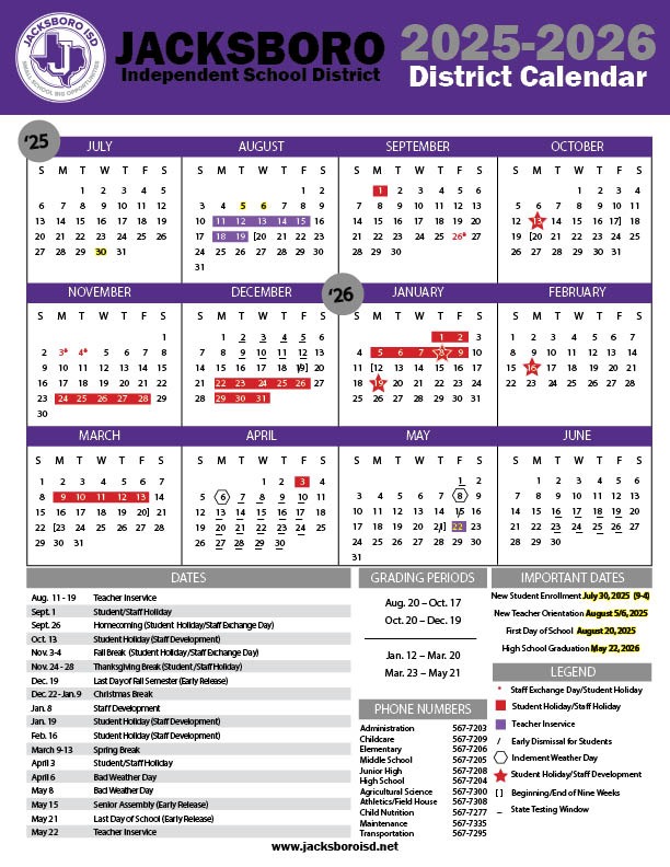 JISD 25-26 Calendar