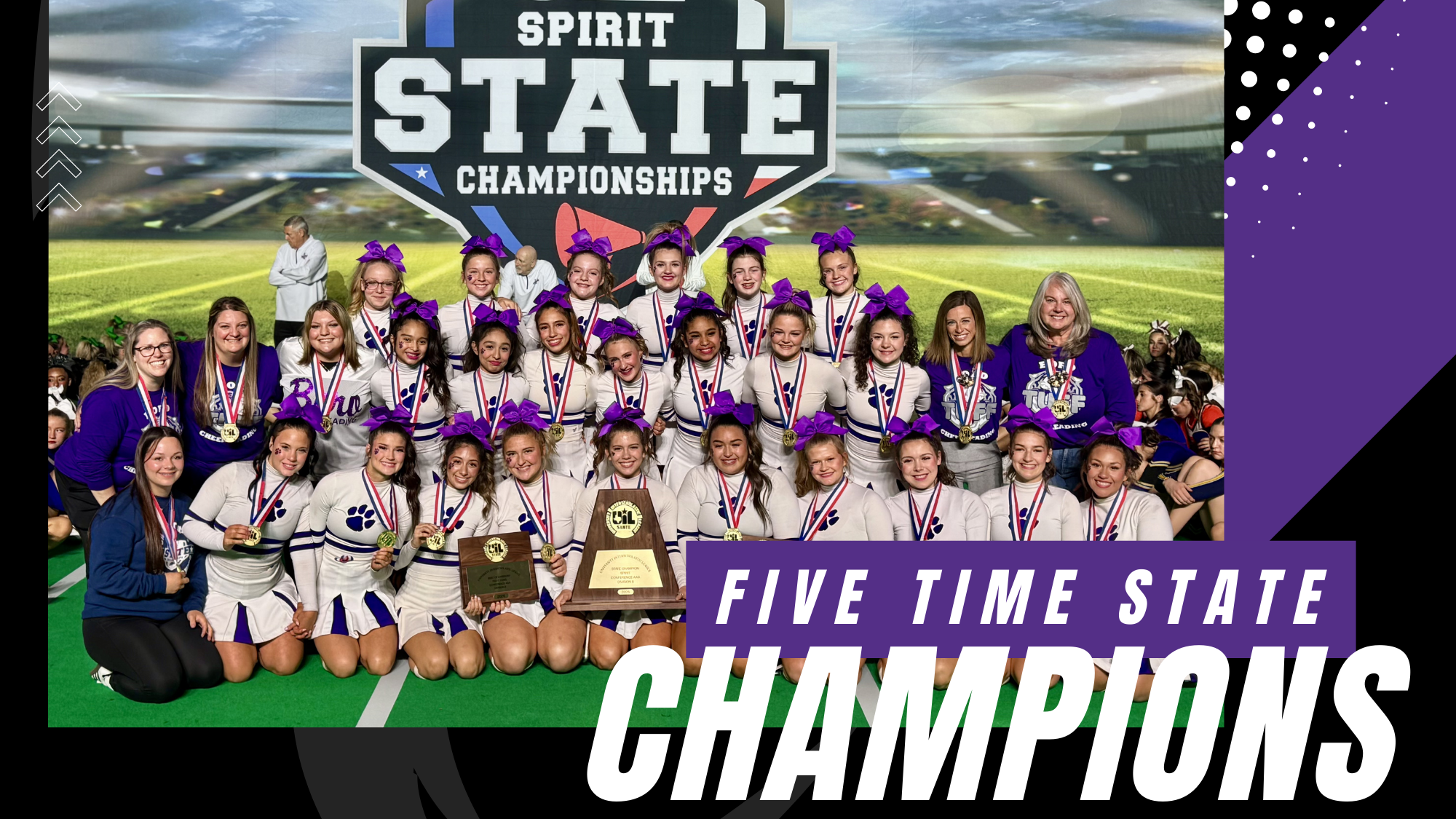 Cheerleader team. Five Time State Champions.