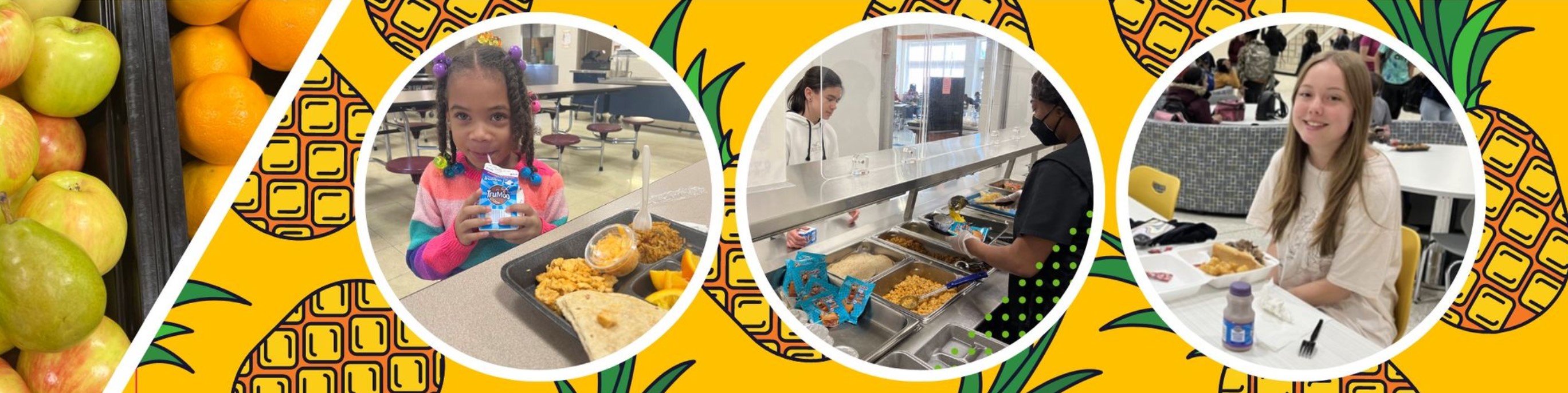 Students enjoying school meals