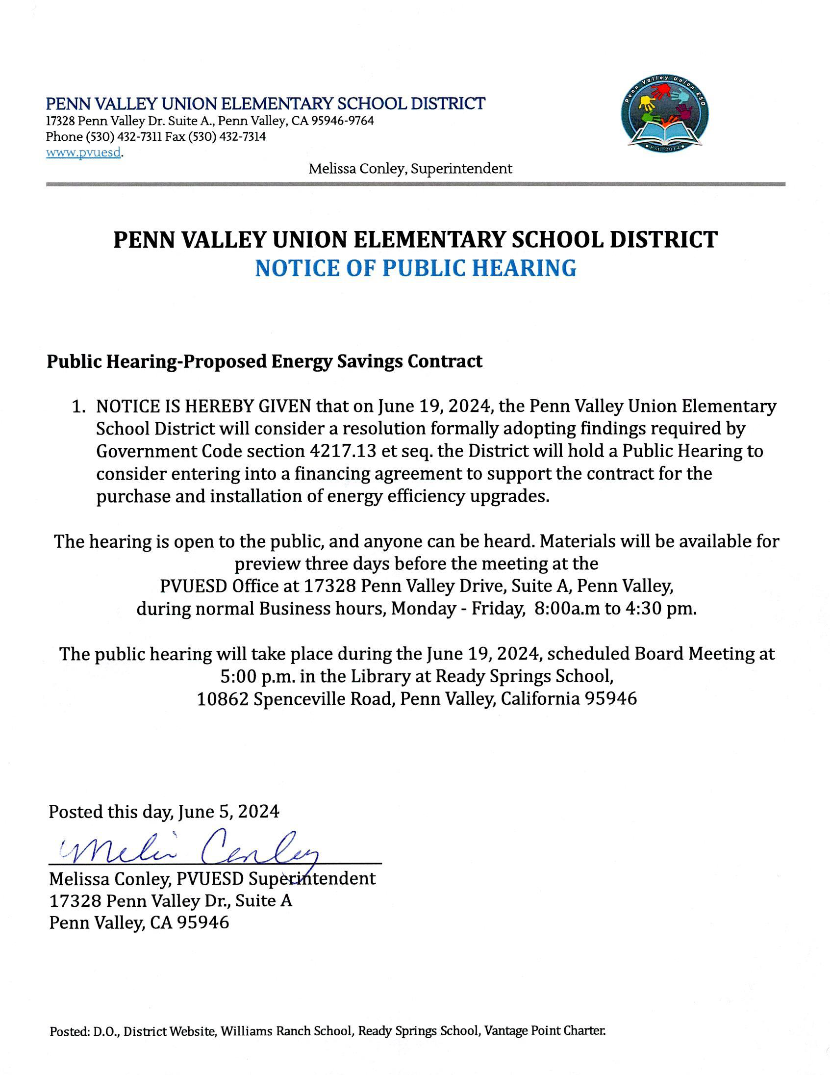 Notice of Public hearing Energy