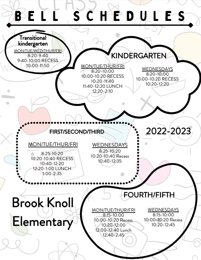 2022/2023 Bell Schedule - Brook Knoll Elementary