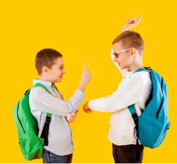 Two students acting out bullying