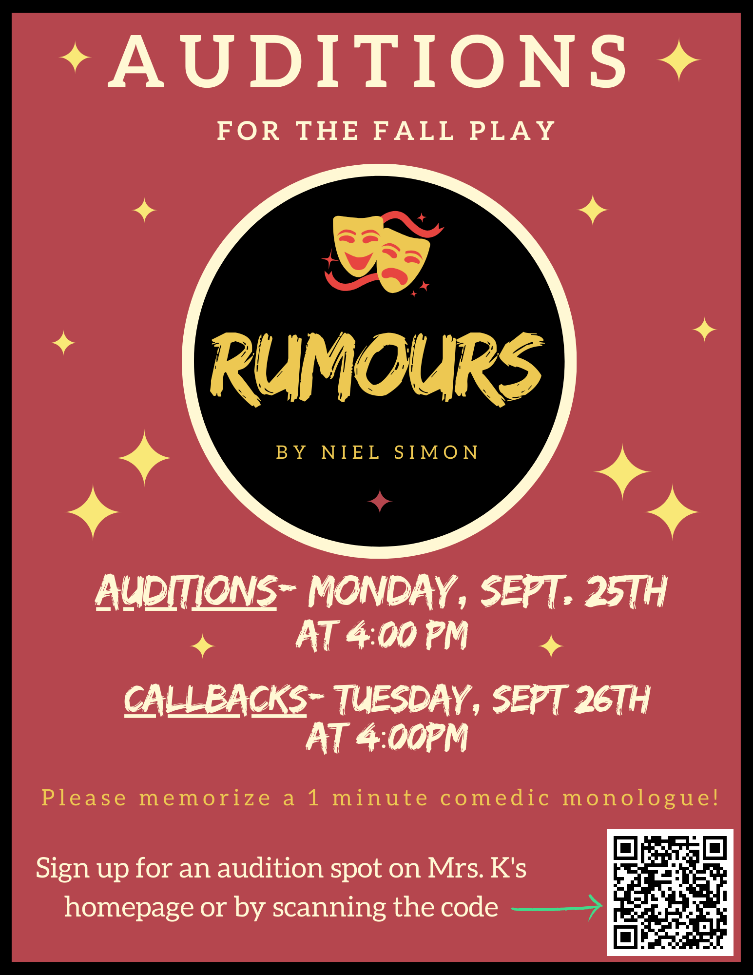 Fall Play Auditions