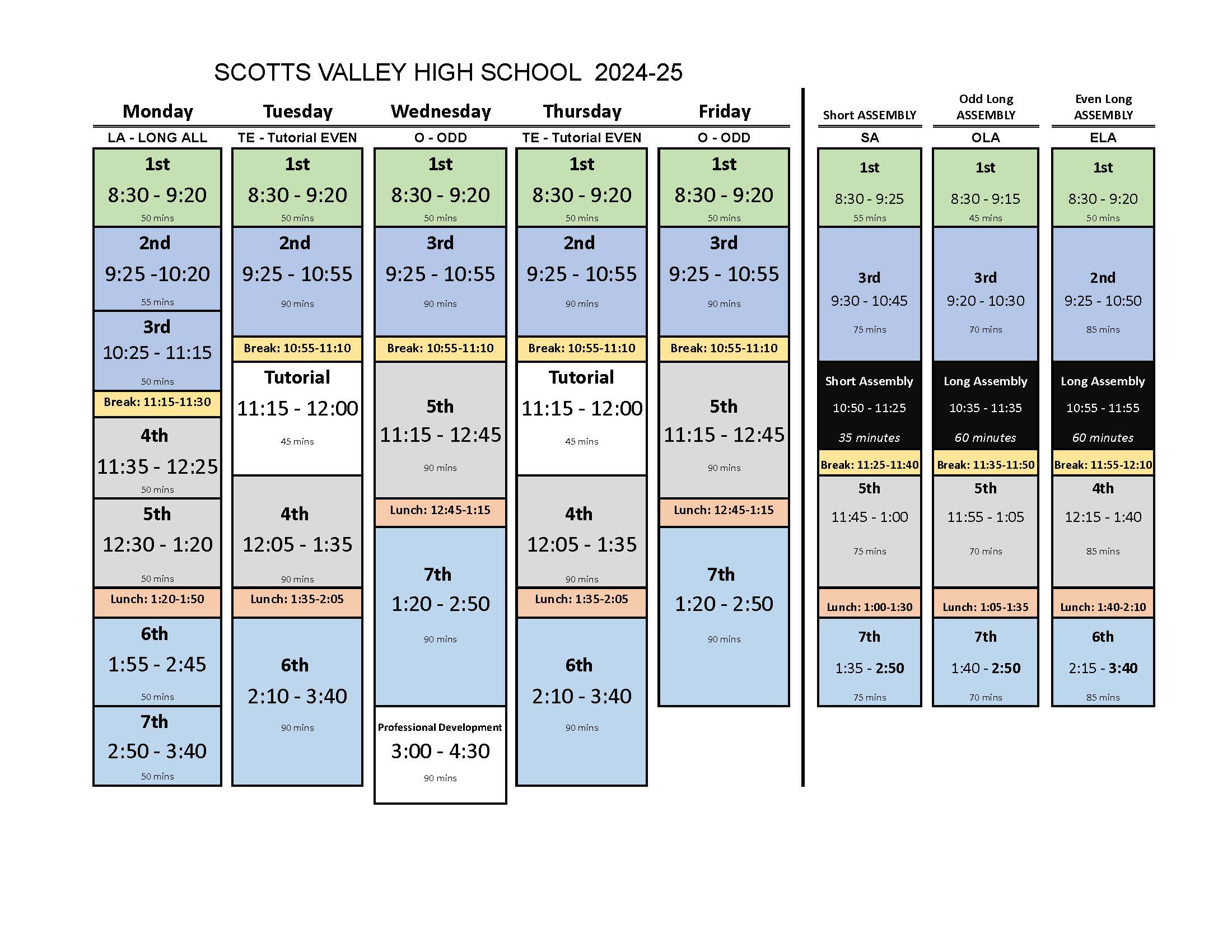 2024-25 Bell Schedule
