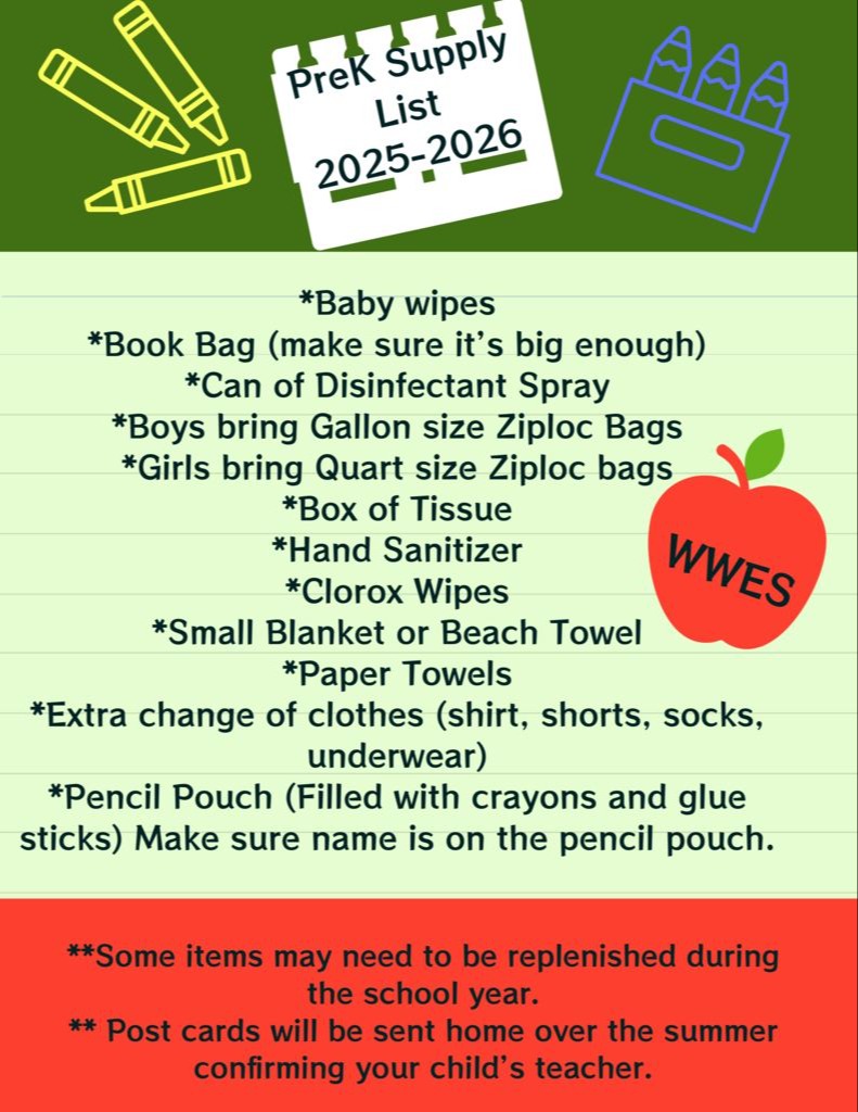 Pre-K Supply List