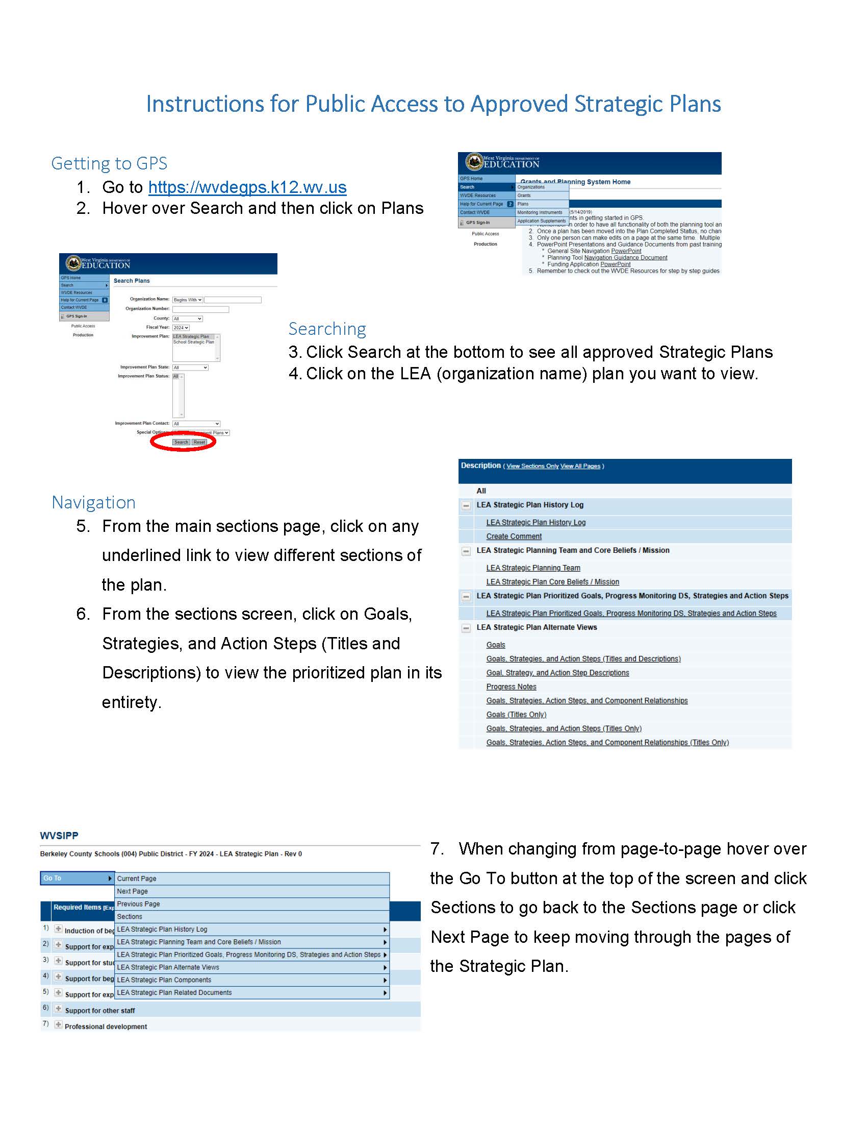 Public Access to Approved Strategic Plans