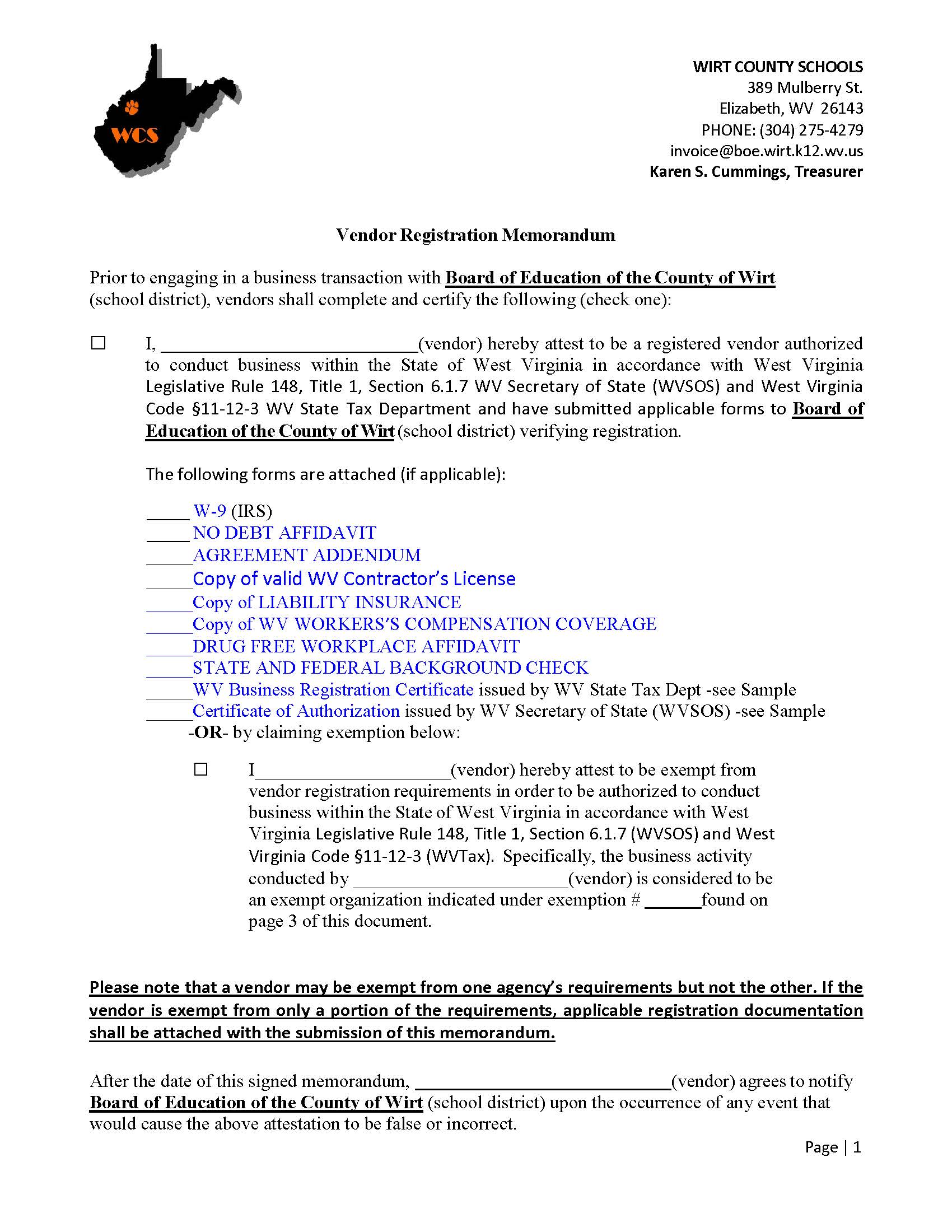 Contracted Services Vendor Packet page 1