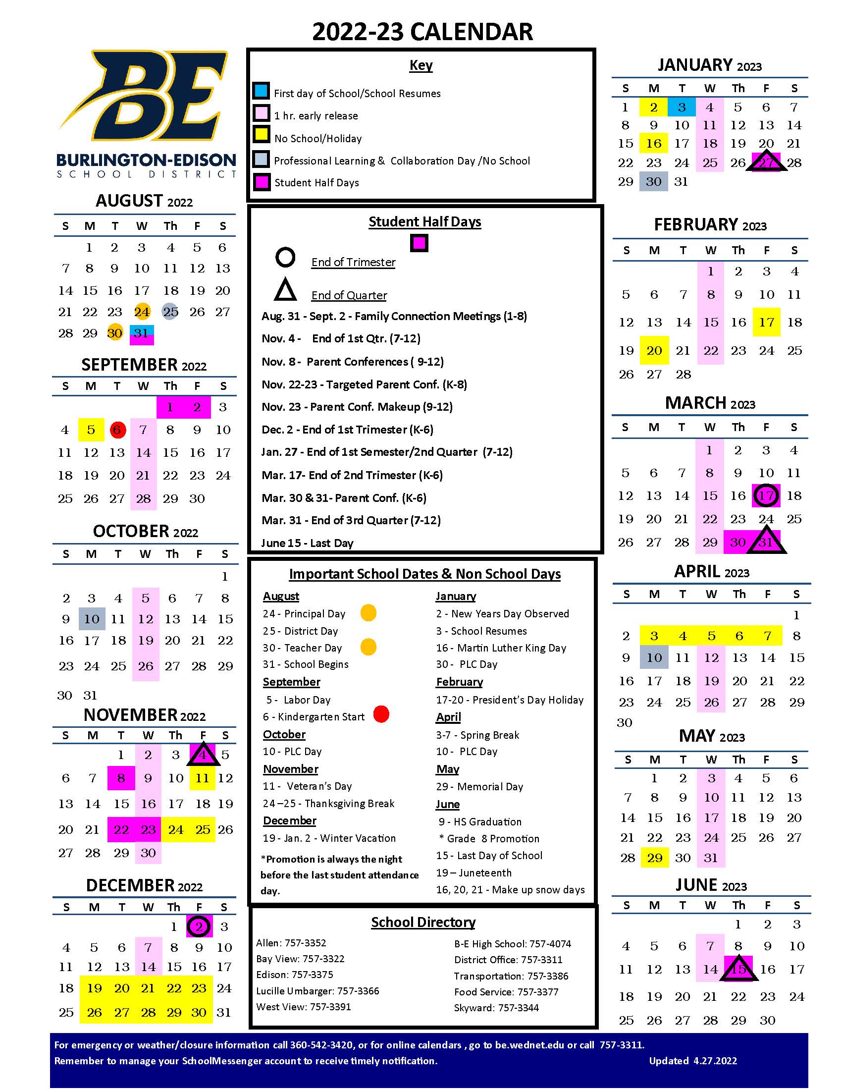 2022-23 Year Long Calendar