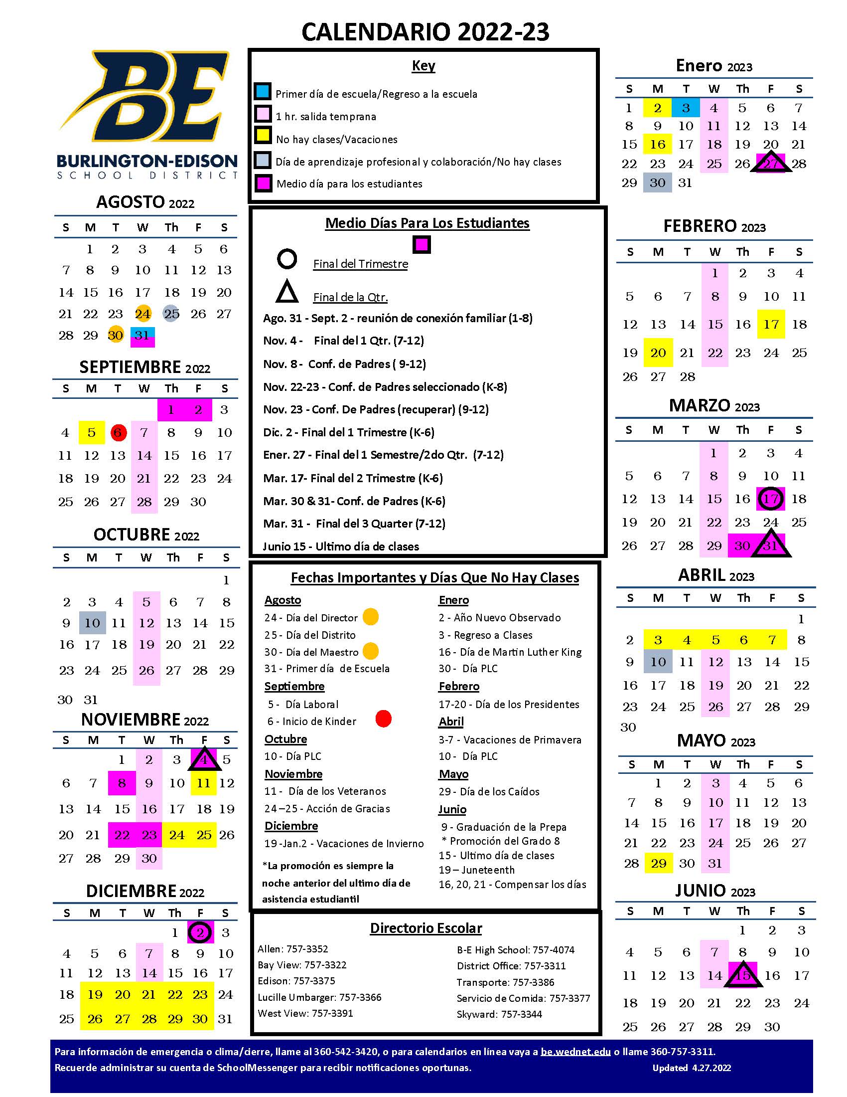 Spanish Version Year Long Calendar