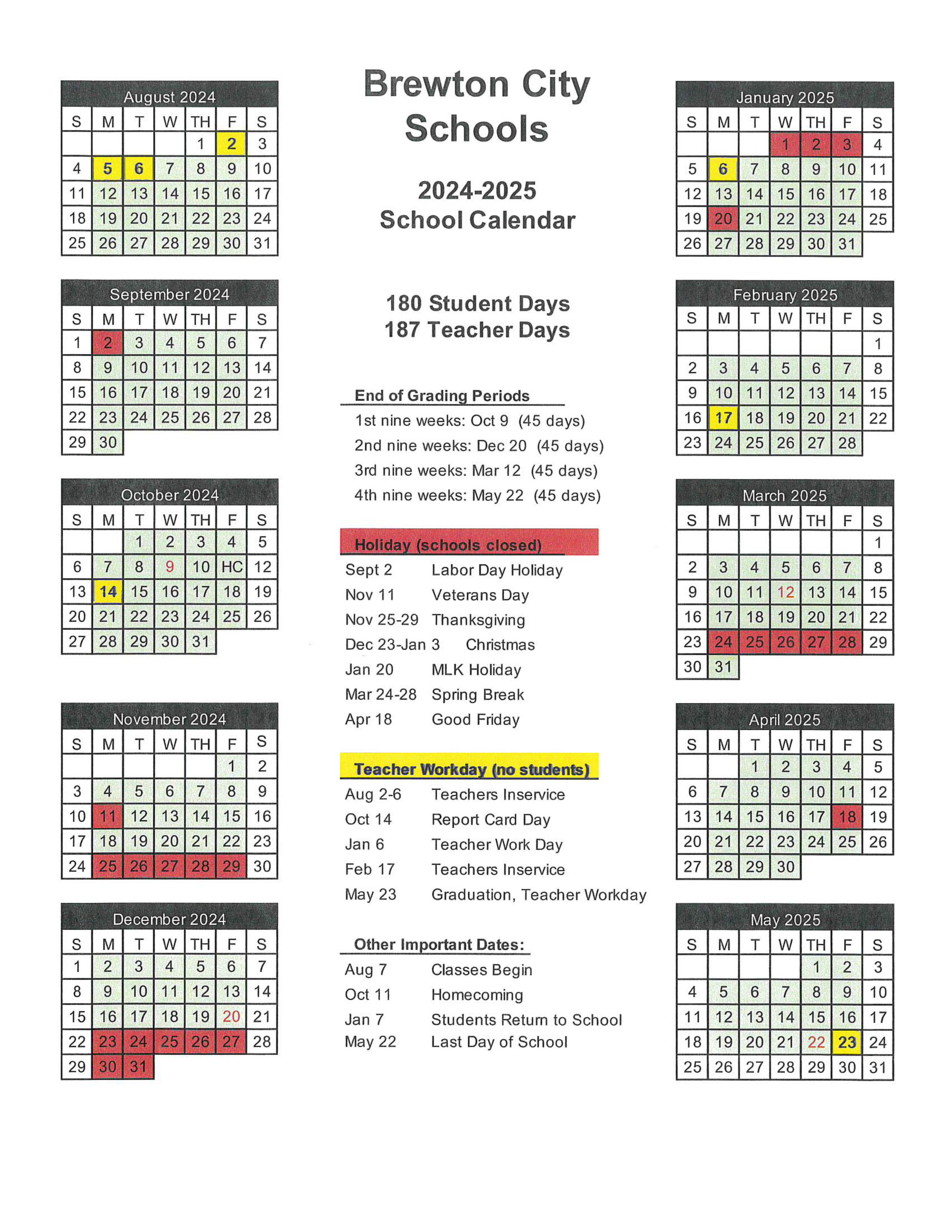 2024-25 School Calendar