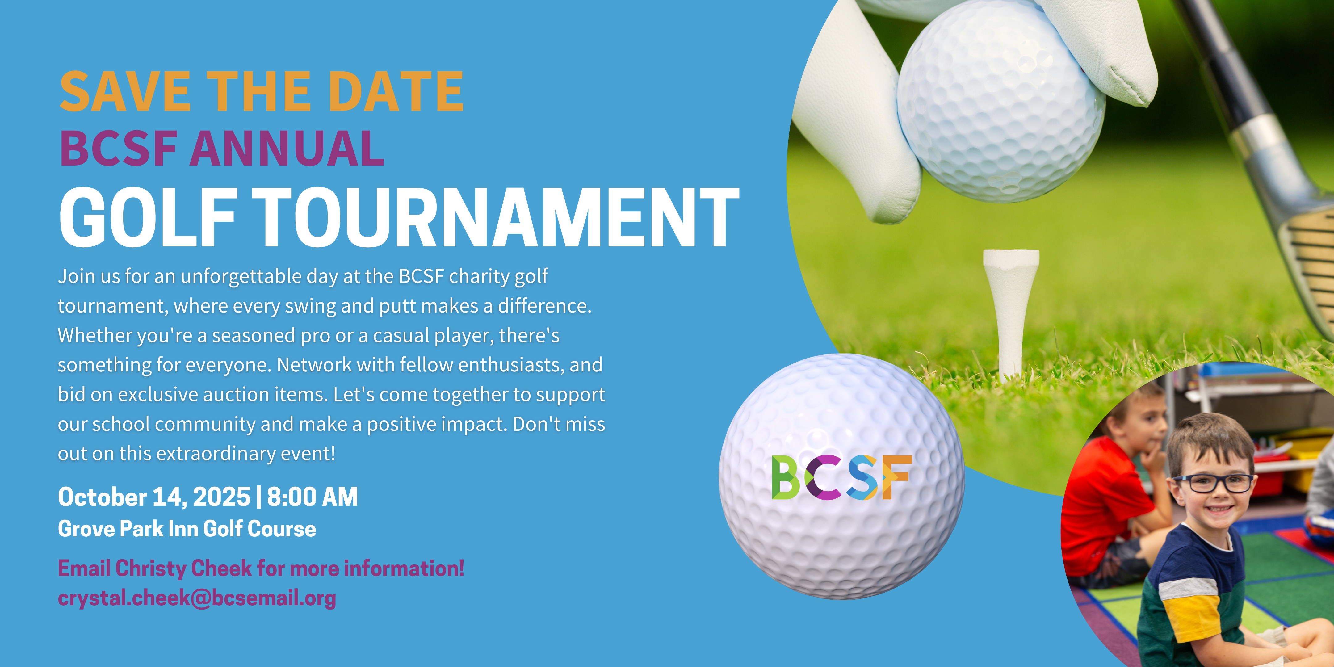 Save the date for our annual golf tournament on October 14 at Grove Park Inn Golf Course