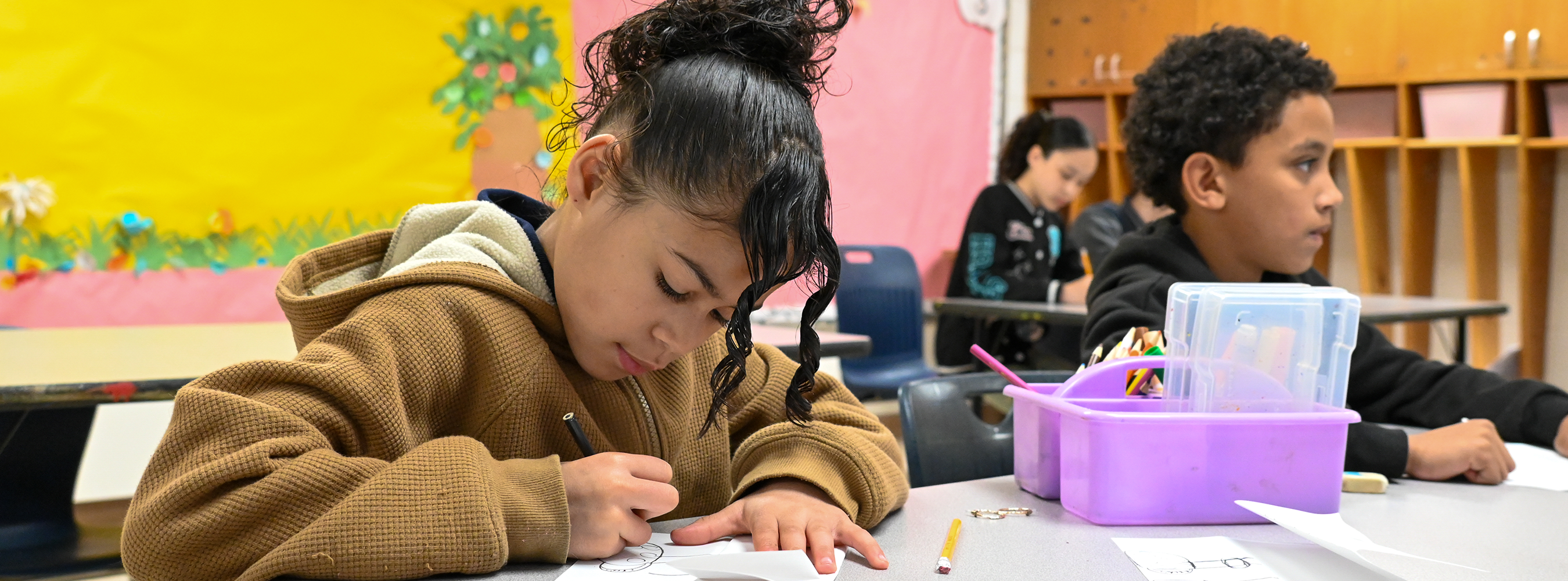 Morgan student works on her art project