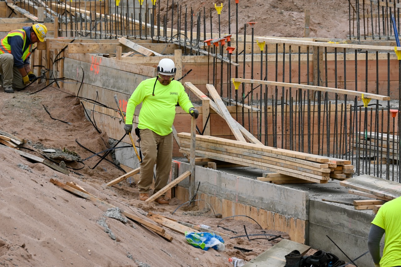 Concrete is poured