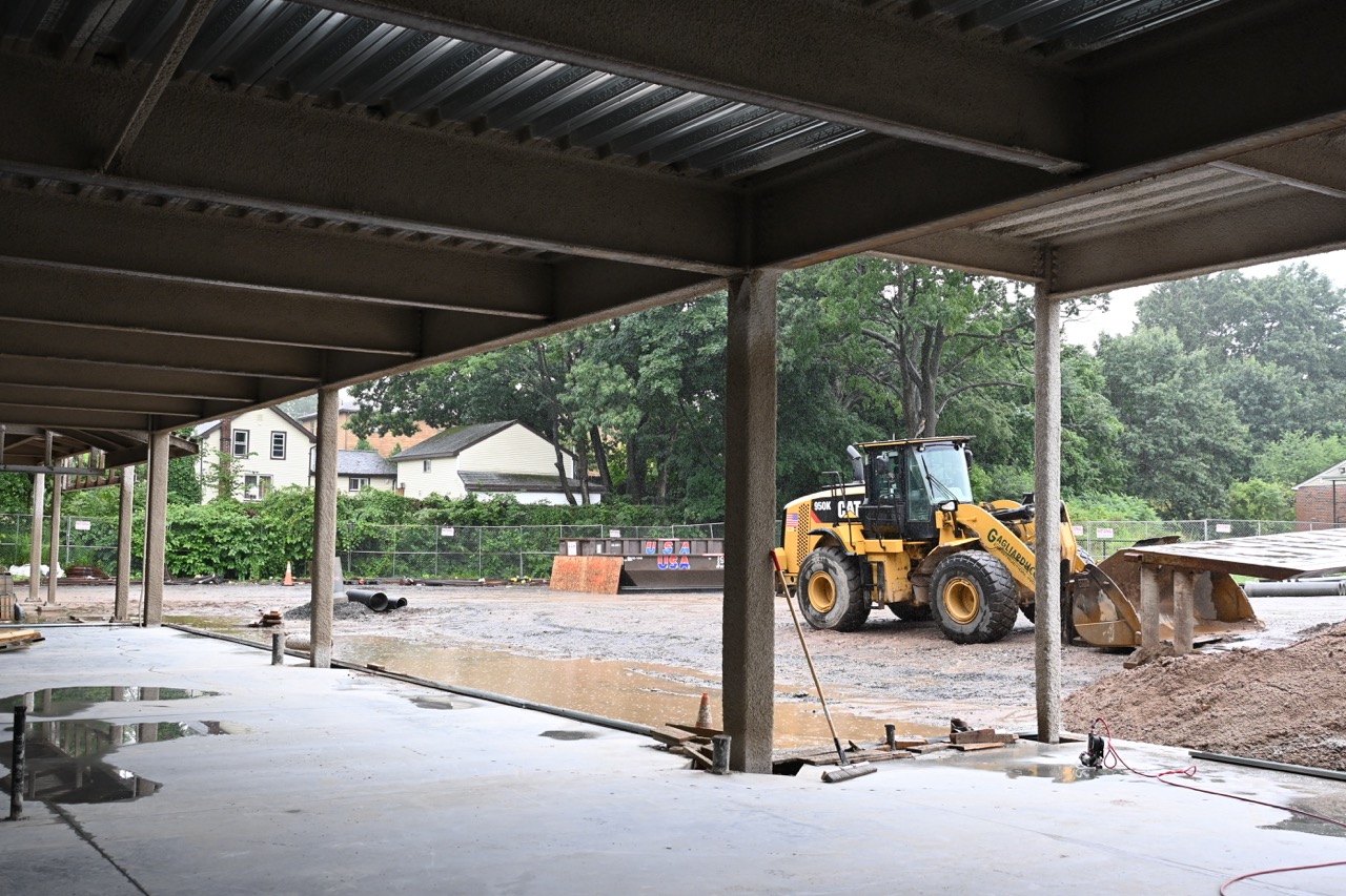 Under the first floor looking out