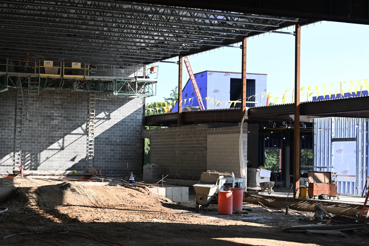 Inside the cafeteria and hymnasium area