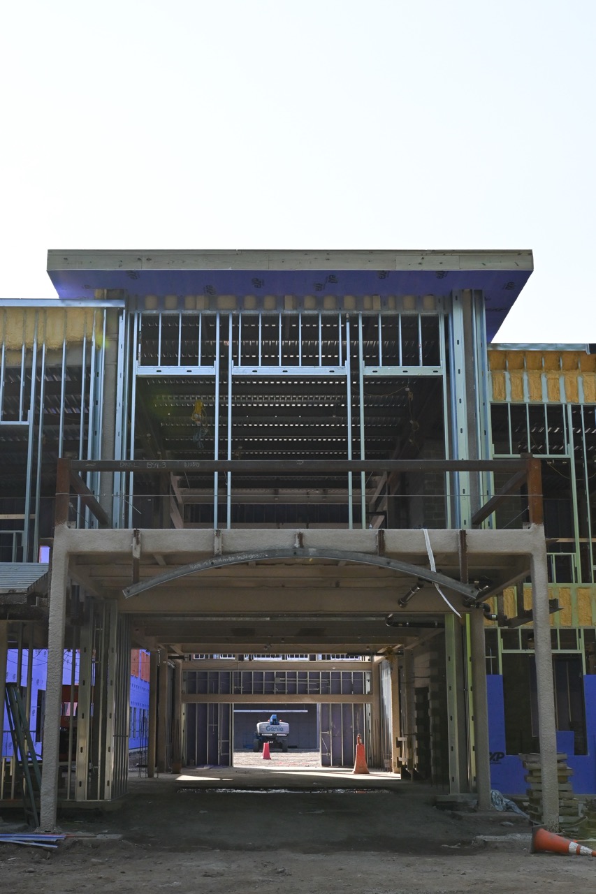 The front entrance under construction