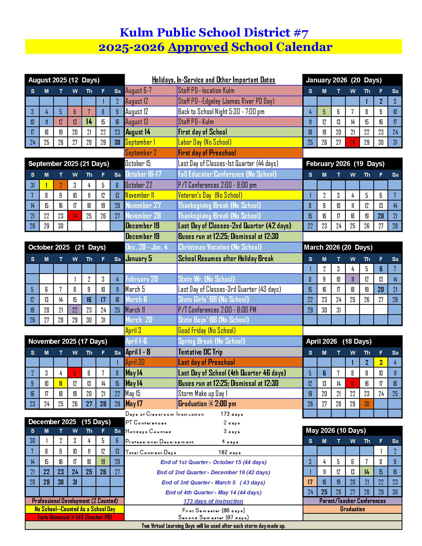 25-26 School Calendar