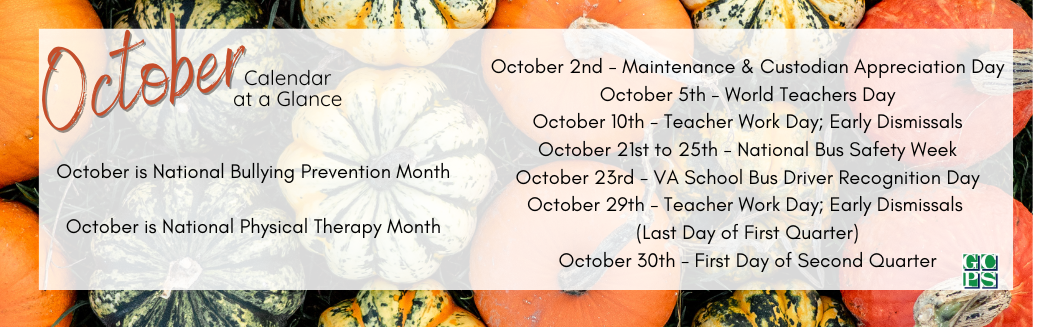 october at a glance