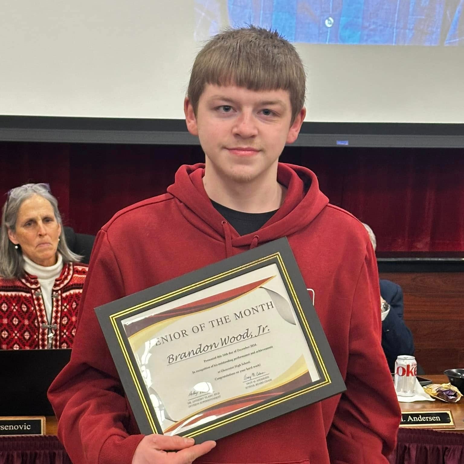 At the January 14, 2025 School Board Meeting, we celebrated the achievements of our phenomenal Senior of the Month, Brandon Wood, Jr.