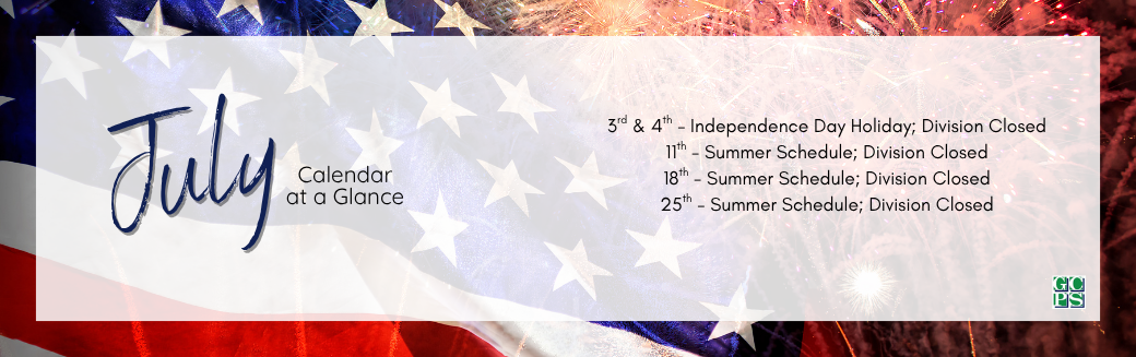 GCPS Calendar at a Glance