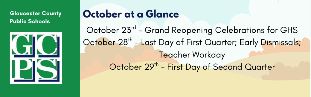 GCPS Calendar at a Glance for October