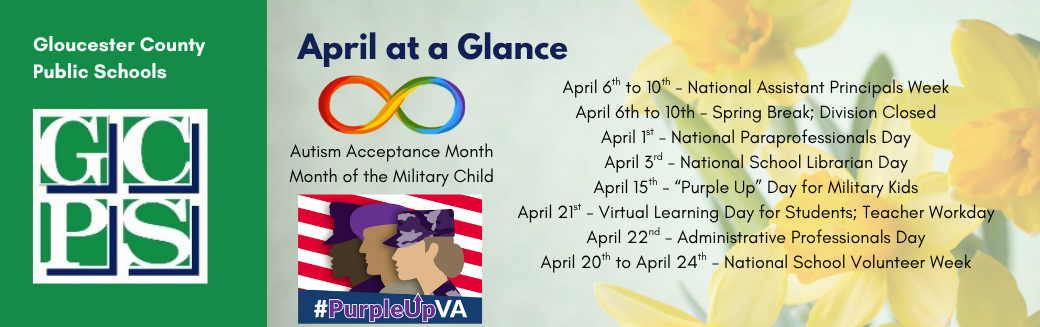 Calendar at a Glance for April