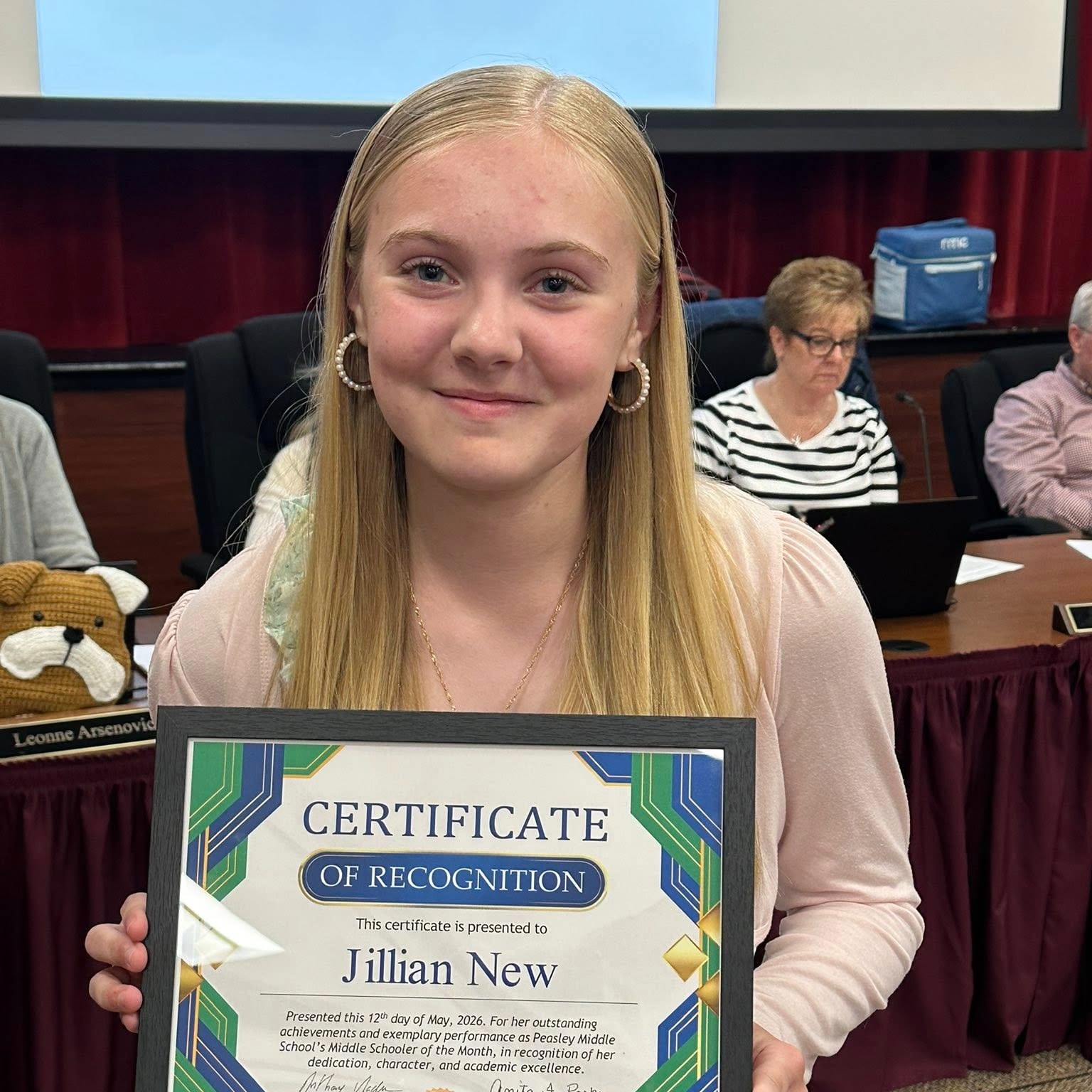 Jillian New Middle School student of the month