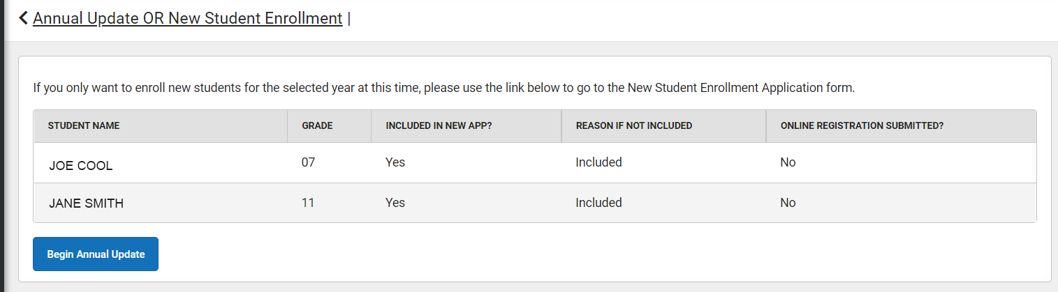 Infinite Campus Enrollment box screenshot