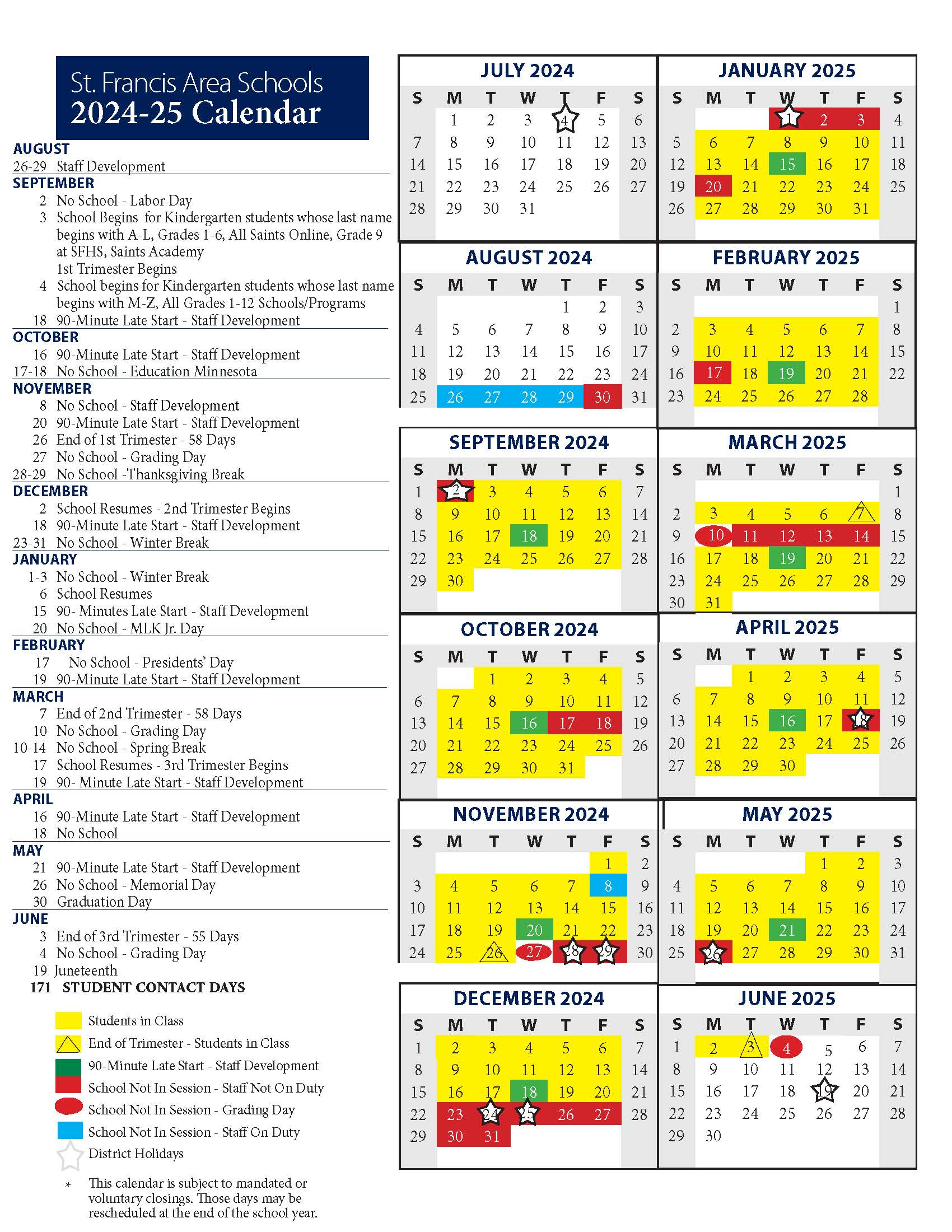 2024-25 one page calendar