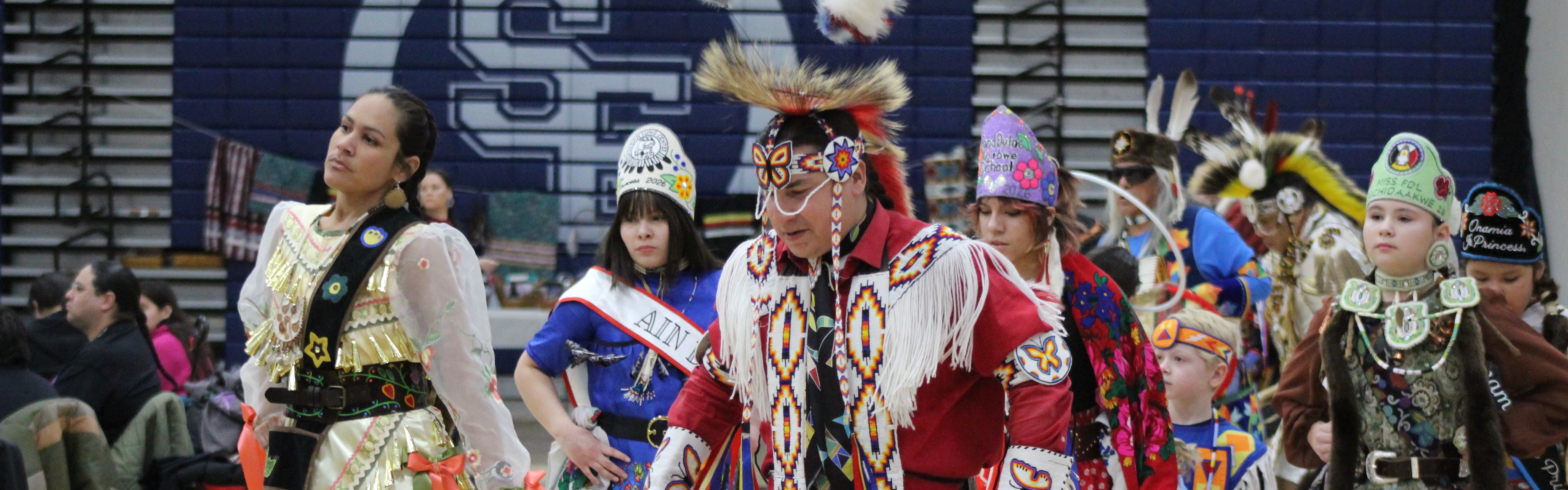 dancers from a powwow at the high school