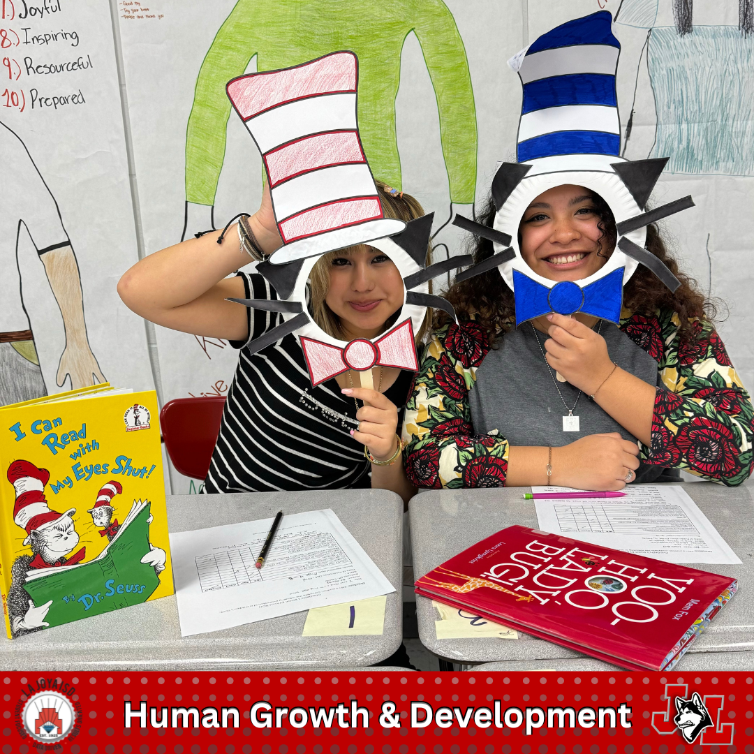 students with cat in the hat masks