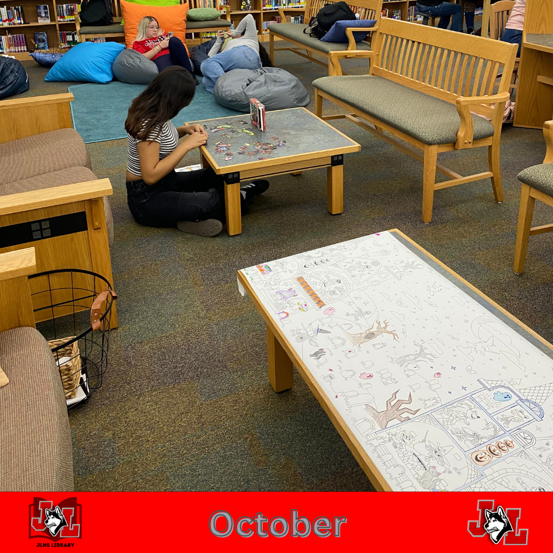 students in library