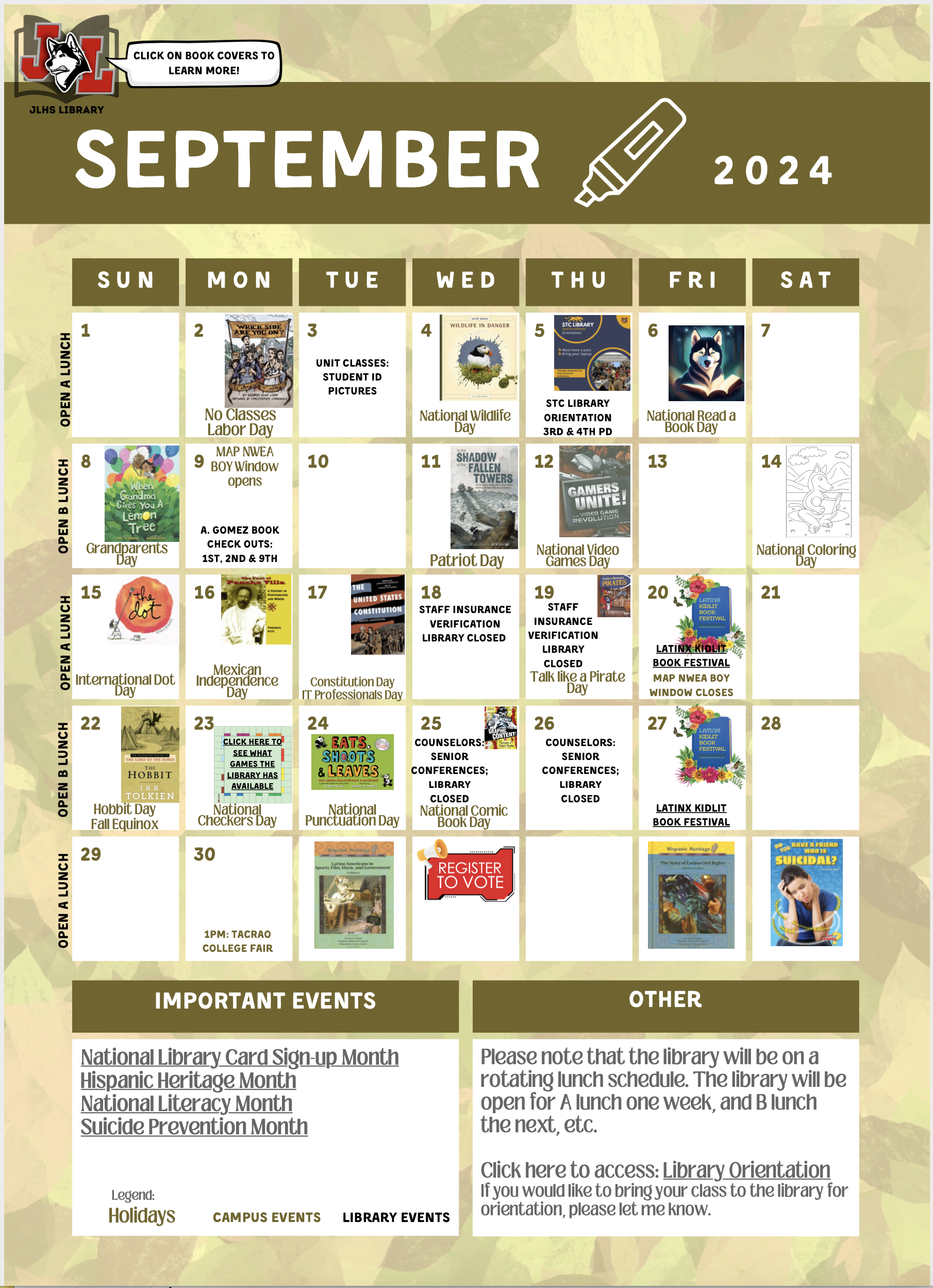 October Library Calendar