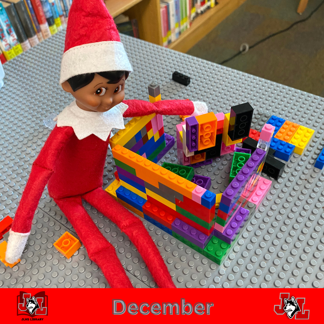 Elf on the Shelf visiting the JLHS Library