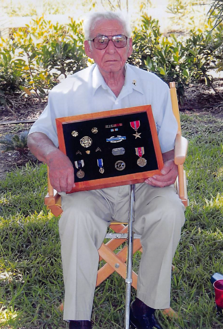 domingo trevino person with his miltary pins and medals