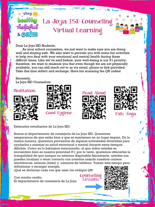 Virtual Learning letter and QR Codes