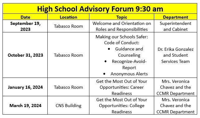 High School Advisory Forum