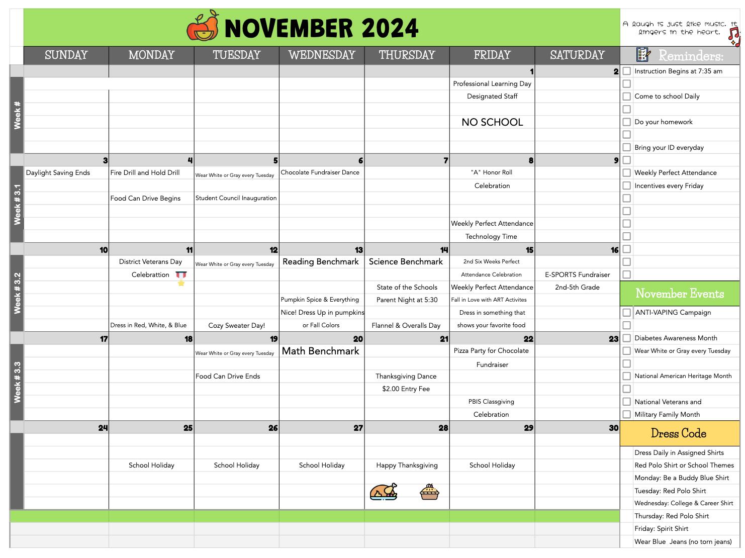 November calendar