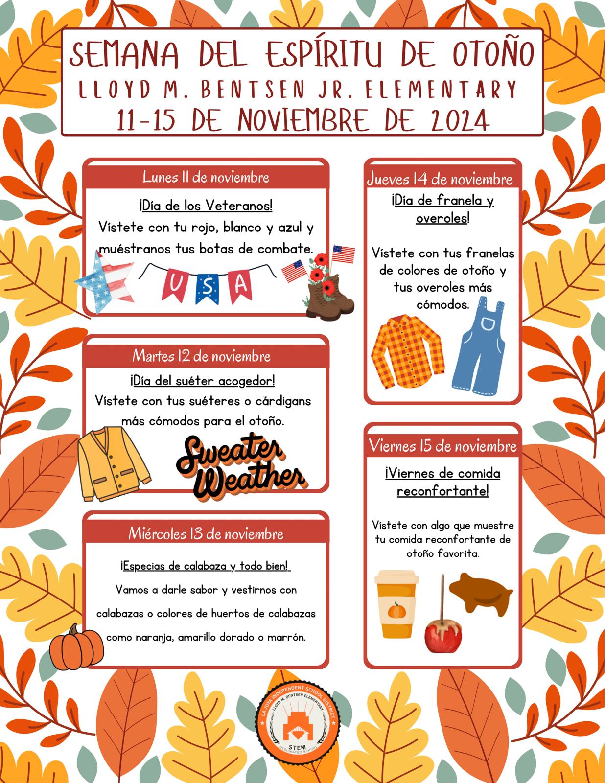 Fall Spirit Week Spanish