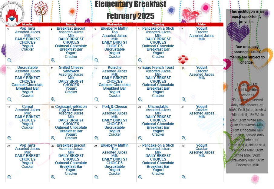 February Breakfast Menu