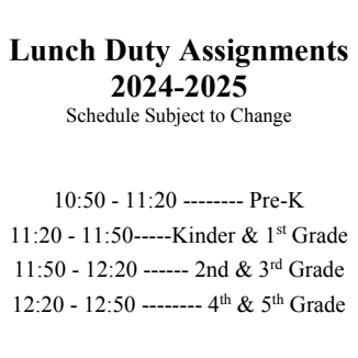 lunch schedule