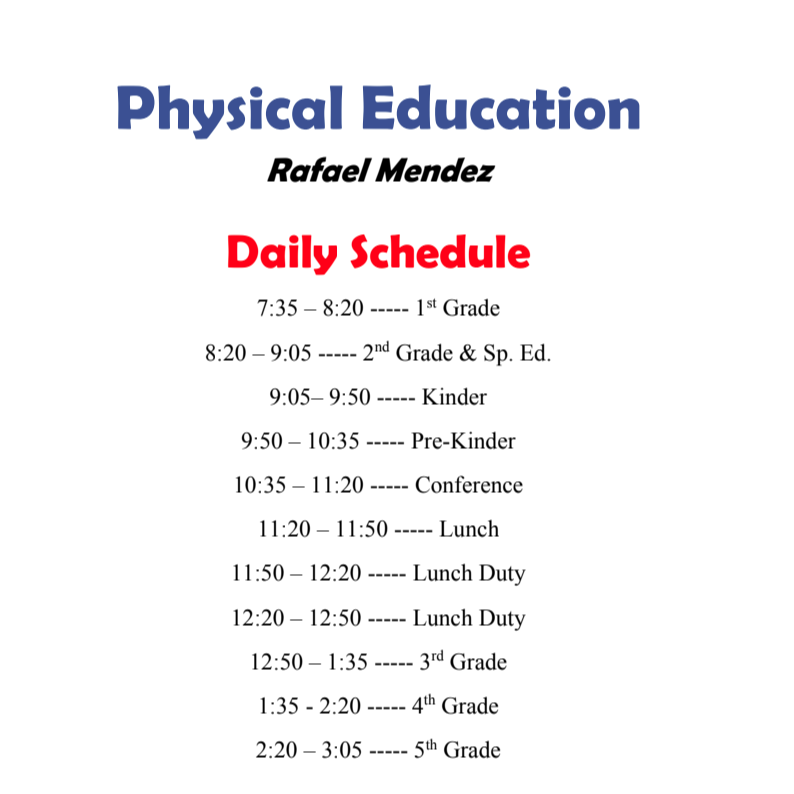 PE schedule