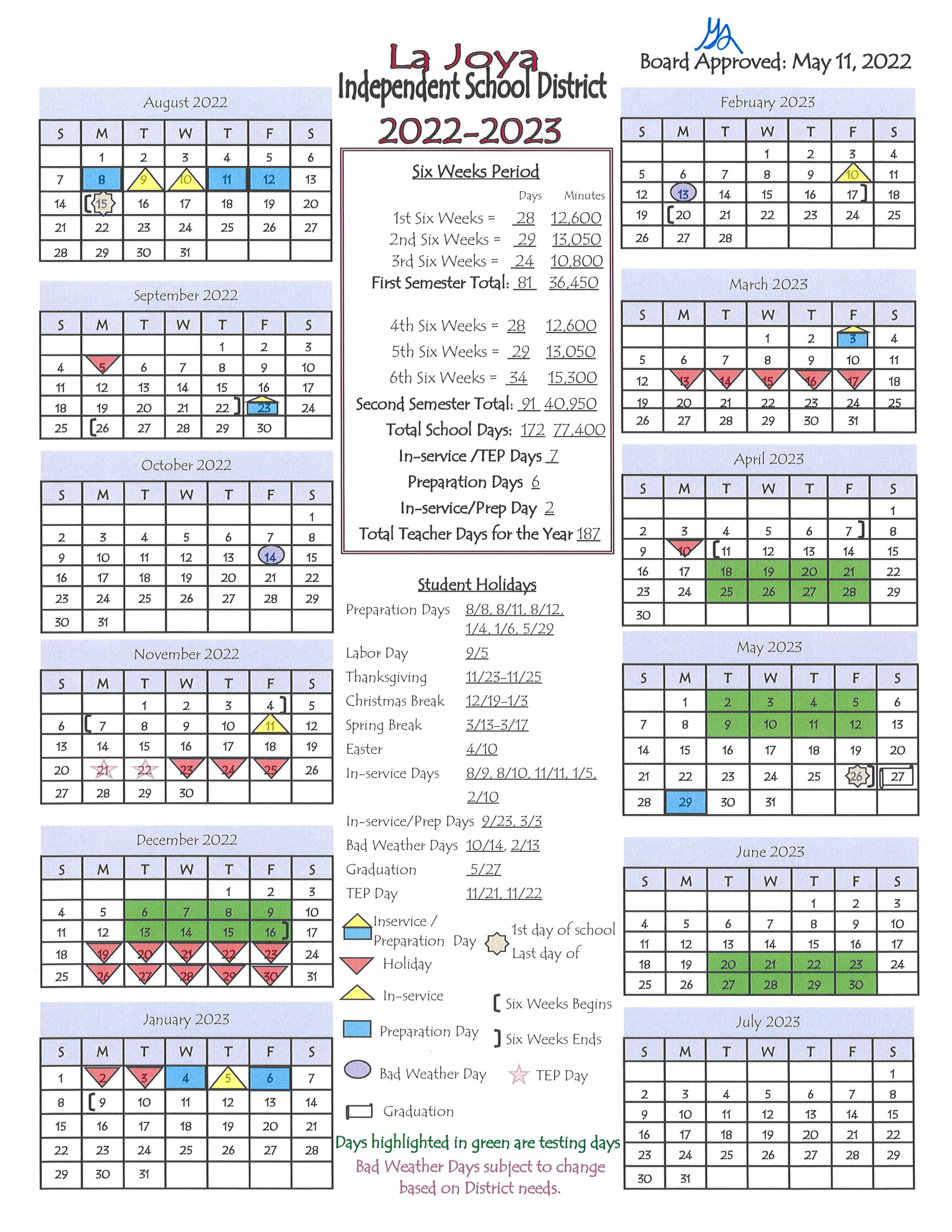 Calendar La Joya College And Career Center